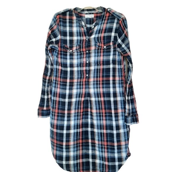 Velvet by Graham & Spencer Plaid Flannel Shirt-dress long sleeves Small - Picture 11 of 15